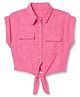 UCB Viscose Woven Sleeveless Tropical Burnt Out Shirt Style Top - Fuchsia