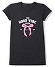 UCB Cotton Woven Half Sleeves T-Shirt with The Good Vibe Club Print - Black
