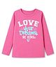 UCB Cotton Woven Full Sleeves T-Shirt with Love Your Dreams Print - Pink