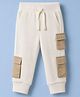 UCB Cotton Knit Full Length Solid Cargo Trackpant With Tafetta Pocket - White