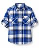UCB Cotton Waffle Knit Checks Shirt with Full Sleeves in Blue for 6-9 Months