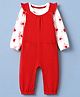Doodle Poodle 100% Cotton Single Jersey Full Sleeves Tee and Dungaree with Floral Print - White