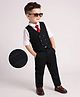 Mark & Mia Cotton Mix Woven Full Sleeves Solid Party Suit With Tie - White & Black