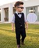Mark & Mia Cotton Mix Woven Full Sleeves Checks Party Suit With Bow - Black