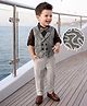 Mark & Mia Cotton Mix Woven Full Sleeves Printed Party Suit With Bow - Grey