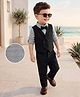 Mark & Mia Cotton Mix Woven Full Sleeves Checks Party Suit With Bow - Black