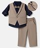 Mark & Mia Cotton Mix Woven Full Sleeves Printed Party Suit With Bow - Khaki