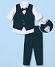 Mark & Mia Cotton Mix Woven Full Sleeves Solid Party Suit With Bow - White & Black