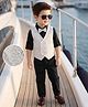 Mark & Mia Cotton Mix Woven Full Sleeves Solid Party Suits With Bow Detailing - Black