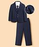 Mark & Mia Cotton Mixes Woven Full Sleeves Solid 3 Piece Party Suit with Tie - Navy Blue