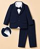 Mark & Mia Cotton Mixes Woven Full Sleeves Solid 3 Piece Party Suit with Bow - Navy Blue & White