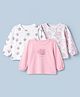 Babyhug 100% Cotton Interlock Knit Full Sleeves Tshirts With Floral Print - Pink & White