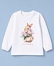 Babyhug Cotton Knit Full Sleeves T-Shirt with Bunny Glitter Print - White