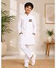 JBN Creation Cotton Woven Fathers Day Theme Full Sleeves Happy Daddy Day Text Printed Kurta Pyjama Set - White