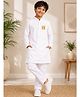 JBN Creation Cotton Woven Fathers Day Theme Full Sleeves My Dad Is My Hero Text Printed Kurta Pyjama Set - White