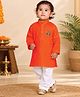 JBN Creation Cotton Woven Fathers Day Theme Full Sleeves Happy Daddy Day Text Printed Kurta & Pyjama Set - Orange