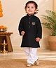 JBN Creation Cotton Woven Fathers Day Theme Full Sleeves Happy Daddy Day Text Printed Kurta & Pyjama Set - Black