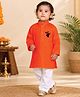 JBN Creation Cotton Woven Fathers Day Theme Full Sleeves Father & Son Printed Kurta & Pyjama Set - Orange