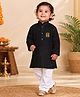 JBN Creation Cotton Woven Fathers Day Theme Full Sleeves My Dad Is My Hero Text Printed Kurta & Pyjama Set - Black