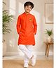 JBN Creation Cotton Woven Onam Theme Full Sleeves King Mahabali Printed Kurta Pyjama Set - Orange