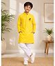 JBN Creation Cotton Woven Onam Theme Full Sleeves King Mahabali Printed Kurta Pyjama Set - Yellow