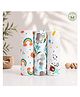 Purple Tots 100% Cotton Muslin Swaddle Wrap Pack of 3 - Rainbow, Elephant & Sleepy Bear Prints | Soft Breathable Fabric | Lightweight & Multipurpose