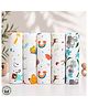 Purple Tots 100% Cotton Muslin Swaddle Wrap Pack of 5 - Multicolor Playful Prints | Ultra Soft & Breathable Fabric | Lightweight & Multipurpose