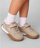 Babyoye Velcro Closure Sneaker Shoes With Heart Print - Beige