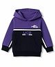 UCB Cotton Knit Hoodie Full Sleeves with Neon Tape Sweat & Text Print - Purple