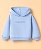 UCB Cotton Knit Full Sleeves  Cropped Hoodie With Benetton Embroidery - Blue