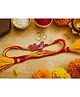 Kamule Boys Mahakal Trishul Charm Embellished Rakhi- Red & Yellow