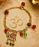 Kamule Unisex Gajraj Charm Bracelet Rakhi - Gold, Red & Green