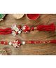 Kamule Unisex Set of 2  lampwork Beads  Classic and Lumba Rakhi Set - Red & White