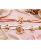 Kamule Unisex Set of 2 Stone Embellished Pearl Kundan Lumba Rakhi Set - Pink & Gold