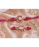 Kamule Unisex Set of 2 Pearl Embellished Cluster Beaded Kundan  Classic and Lumba Rakhi - Pink