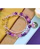 Kamule Girls Amethyst Inspired Beaded Bracelet Rakhi - Purple & Gold