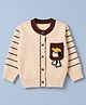 Mark & Mia Viscose Full Sleeves Front Open Sweater with Puppy Embroidery - Beige