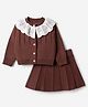 Mark & Mia Viscose Regular Full Sleeves Sweater sets with Peter Pan Collar & Front Buttons in Brown