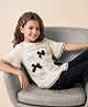Arias by Lara Dutta 100% Cotton Knit T-Shirt with Half Sleeves and Bow Applique - White