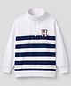 Honeyhap Cotton Knit Sweatshirt with Full Sleeves, Drop Shoulder Sleeves and Letter H Embroidery in White for 1-2 Years