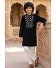 Tales & Stories Chanderi Woven Full Sleeves Gota Lace Embellished Kurta Pyjama Set - Black