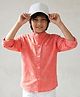 Tales & Stories Cotton Woven Full Sleeves Football Theme Printed Shirt - Orange
