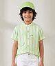 Tales & Stories Cotton Knit Half Sleeves Striped & Seashells Printed Shirt - Green