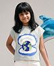 Tales & Stories Cotton Knit Cap Sleeves Earth Embroidered Top - Green