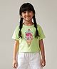 Tales & Stories 100% Cotton Knit Half Sleeves Floral Ice Cream Cone Printed Top - Light Green