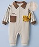 Mark & Mia Cotton Mix Full Sleeves Winter Wear Romper With Tiger Applique - Beige