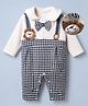 Mark & Mia Full Sleeves Winter Wear Romper With Tiger Patch & Bow Applique - Beige