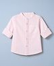 Babyhug 100% Cotton Woven Solid Shirt with Full Sleeves Mandarin Collar in Light Pink