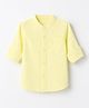 Babyhug 100% Cotton Woven Mandarin Collar Solid Shirt with Full Sleeves in Yellow