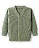 I Bears Cotton Knit Full Sleeves Front Open Sweater With Cable Knit Design - Light Green